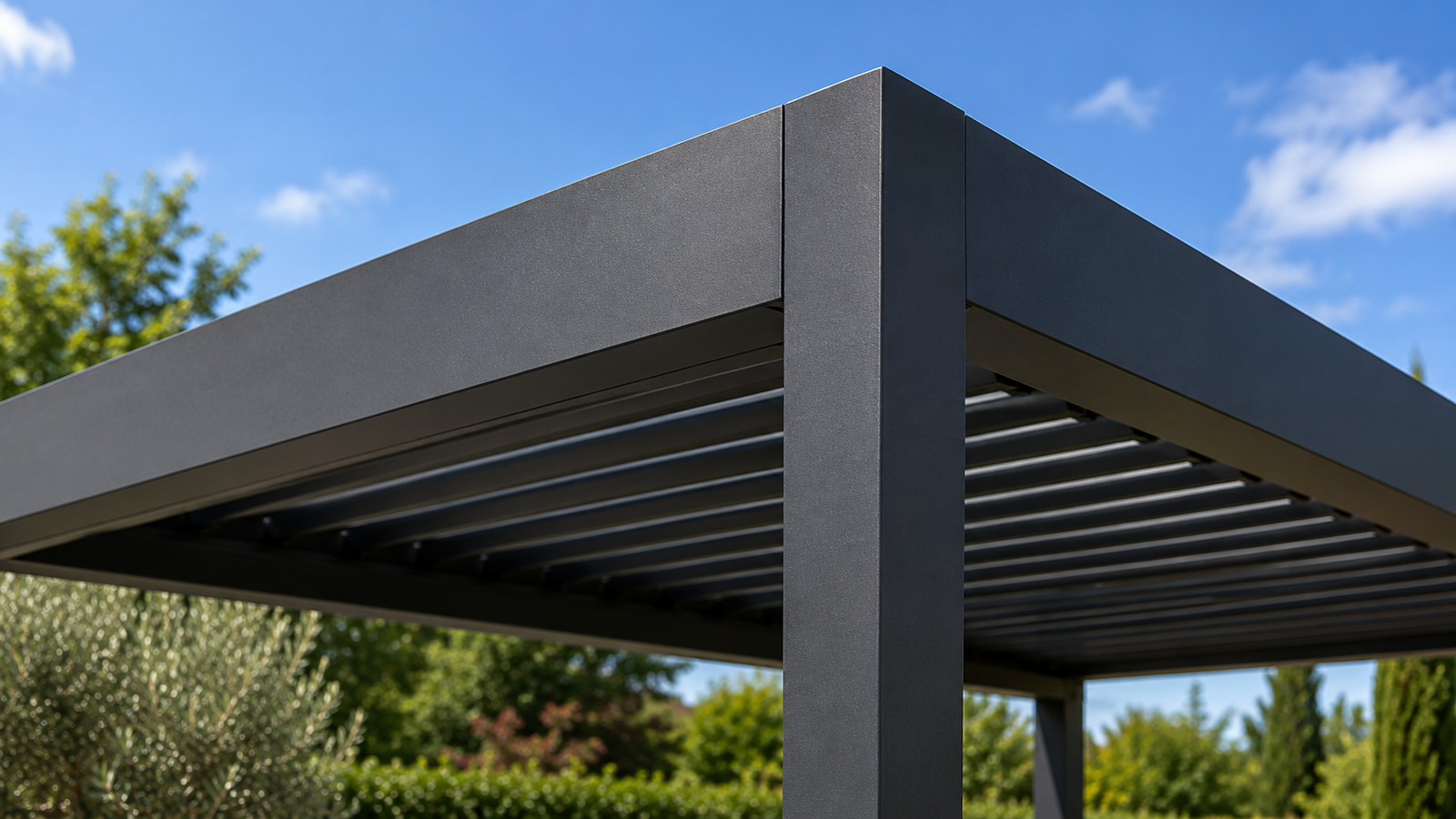 Pergola bioclimatique aluminium gris anthracite 4x3m