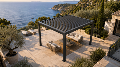 Pergola bioclimatique aluminium gris anthracite 4x3m