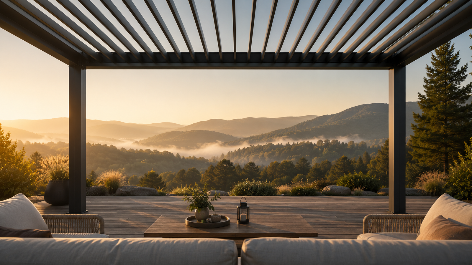 Pergola bioclimatique aluminium gris anthracite 4x3m