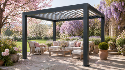 Pergola bioclimatique aluminium gris anthracite 3x3m