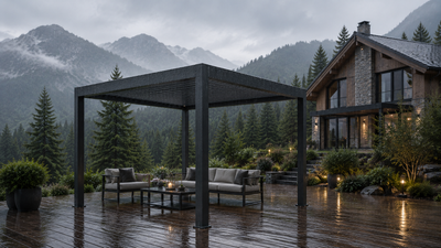 Pergola bioclimatique acier galvanisé gris anthracite 3x3m